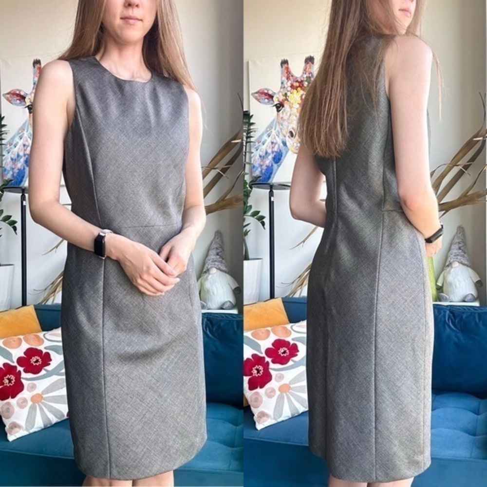 Theory Wool Blend Gray Crewneck Sleeveless Mini Dress M (8)